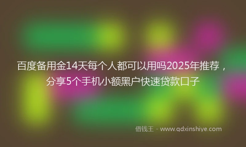 百度备用金14天每个人都可以用吗2025年推荐，分享5个手机小额黑户快速贷款口子