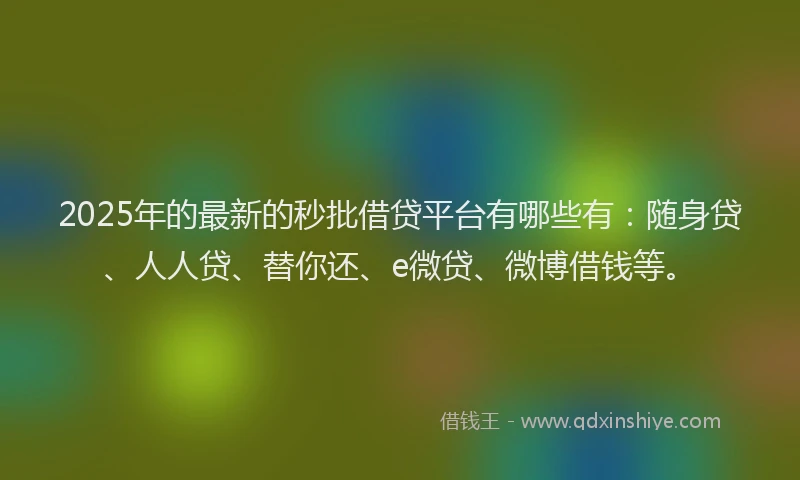 2025年的最新的秒批借贷平台有哪些有：随身贷、人人贷、替你还、e微贷、微博借钱等。