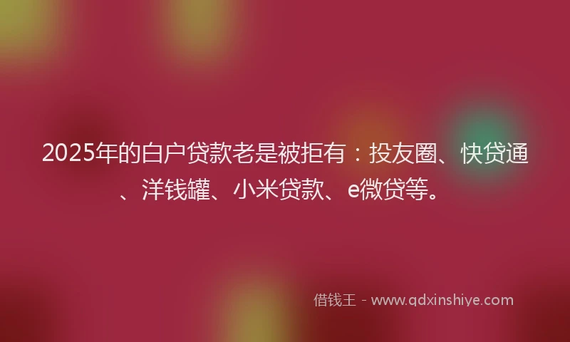 2025年的白户贷款老是被拒有：投友圈、快贷通、洋钱罐、小米贷款、e微贷等。