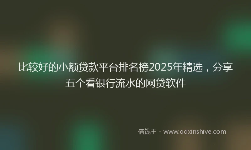 比较好的小额贷款平台排名榜2025年精选，分享五个看银行流水的网贷软件
