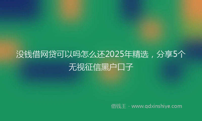 没钱借网贷可以吗怎么还2025年精选，分享5个无视征信黑户口子