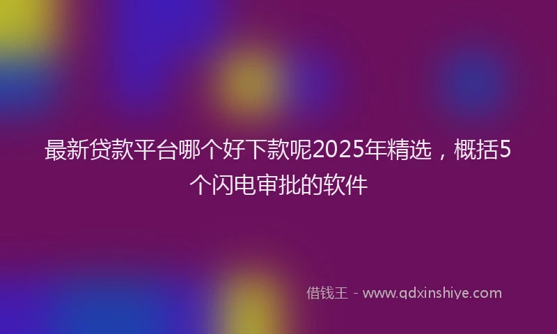 最新贷款平台哪个好下款呢2025年精选，概括5个闪电审批的软件