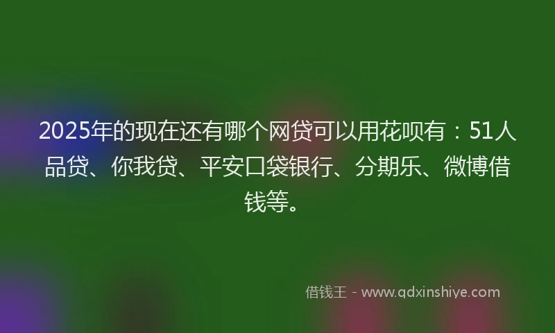 2025年的现在还有哪个网贷可以用花呗有：51人品贷、你我贷、平安口袋银行、分期乐、微博借钱等。