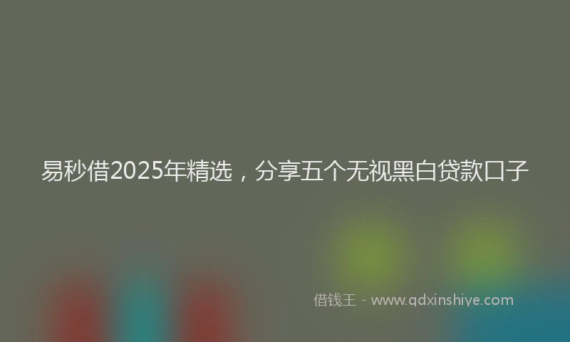易秒借2025年精选，分享五个无视黑白贷款口子