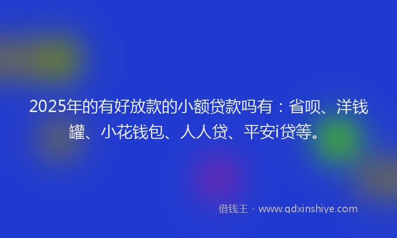 2025年的有好放款的小额贷款吗有：省呗、洋钱罐、小花钱包、人人贷、平安i贷等。