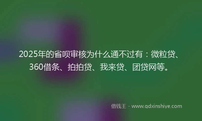 2025年的省呗审核为什么通不过有：微粒贷、360借条、拍拍贷、我来贷、团贷网等。
