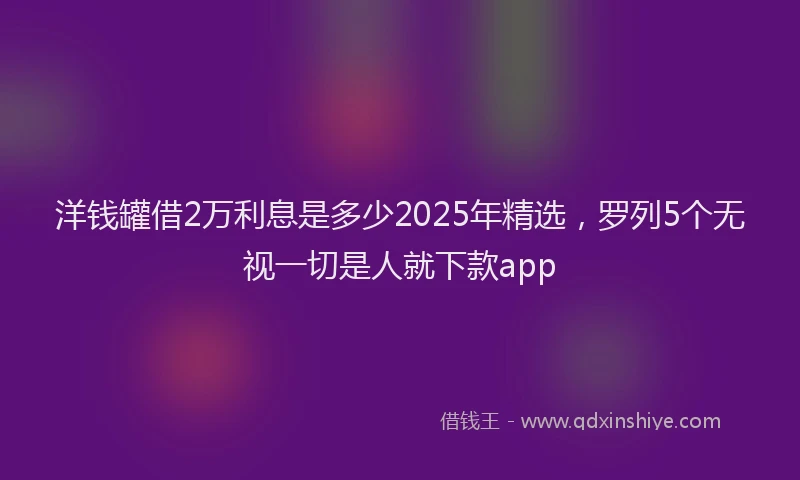 洋钱罐借2万利息是多少2025年精选，罗列5个无视一切是人就下款app