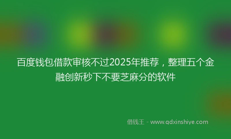 百度钱包借款审核不过2025年推荐，整理五个金融创新秒下不要芝麻分的软件