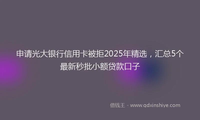 申请光大银行信用卡被拒2025年精选，汇总5个最新秒批小额贷款口子