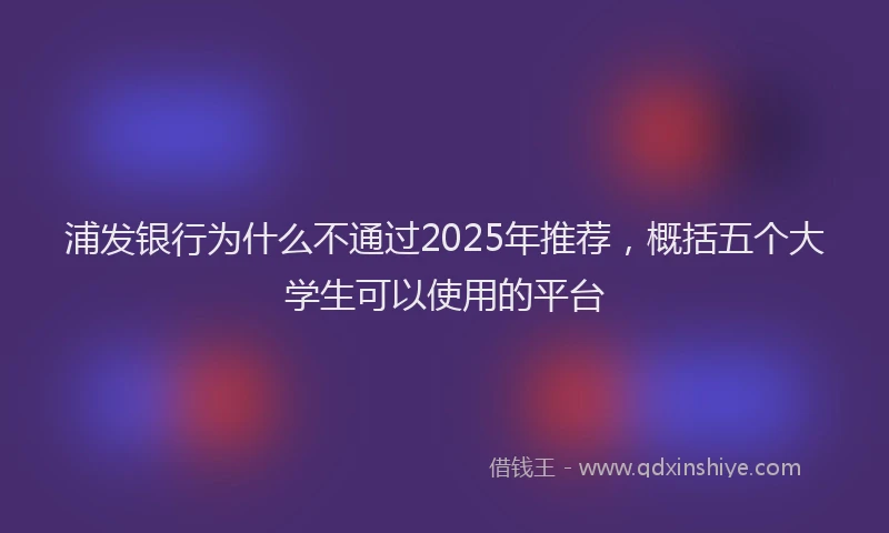 浦发银行为什么不通过2025年推荐，概括五个大学生可以使用的平台