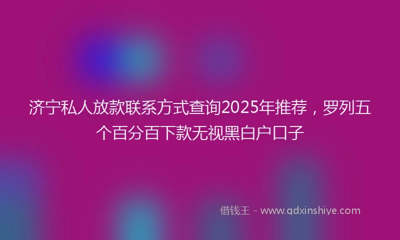 济宁私人放款联系方式查询2025年推荐，罗列五个百分百下款无视黑白户口子