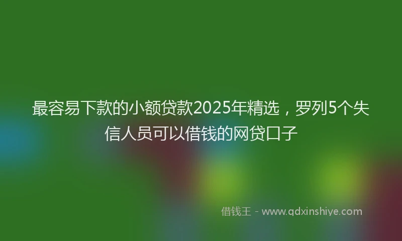 最容易下款的小额贷款2025年精选，罗列5个失信人员可以借钱的网贷口子