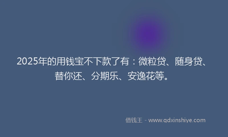 2025年的用钱宝不下款了有：微粒贷、随身贷、替你还、分期乐、安逸花等。