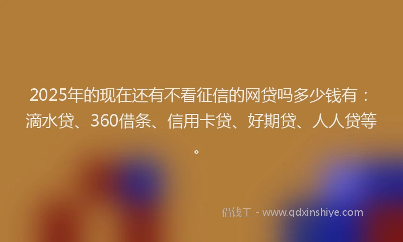 2025年的现在还有不看征信的网贷吗多少钱有：滴水贷、360借条、信用卡贷、好期贷、人人贷等。