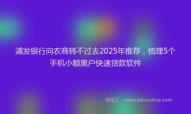 浦发银行向农商转不过去2025年推荐，梳理5个手机小额黑户快速贷款软件