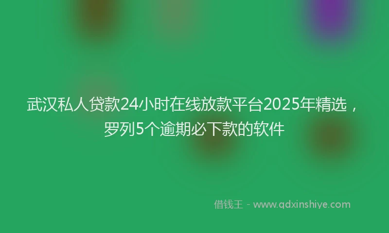 武汉私人贷款24小时在线放款平台2025年精选，罗列5个逾期必下款的软件