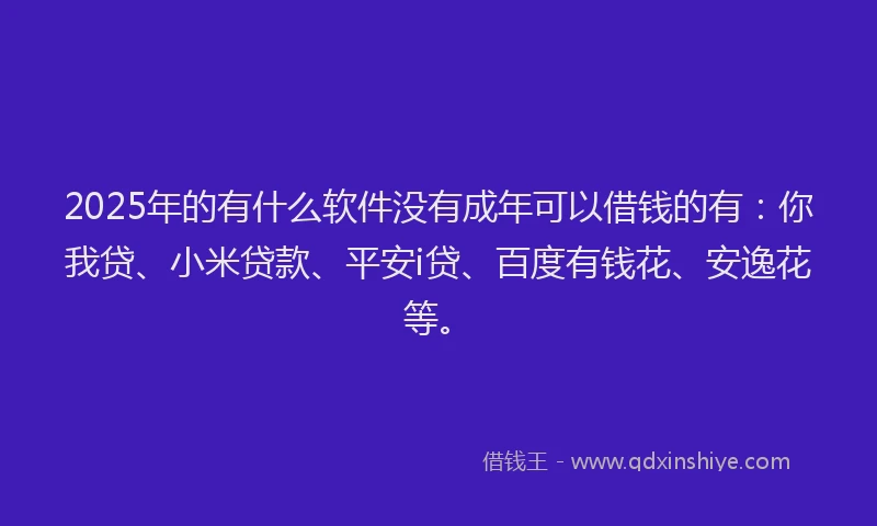 2025年的有什么软件没有成年可以借钱的有：你我贷、小米贷款、平安i贷、百度有钱花、安逸花等。
