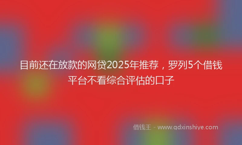 目前还在放款的网贷2025年推荐，罗列5个借钱平台不看综合评估的口子