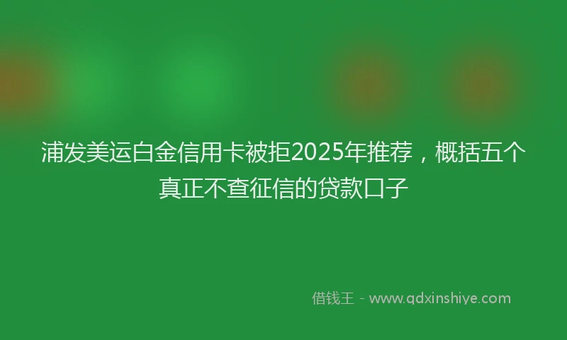 浦发美运白金信用卡被拒2025年推荐，概括五个真正不查征信的贷款口子