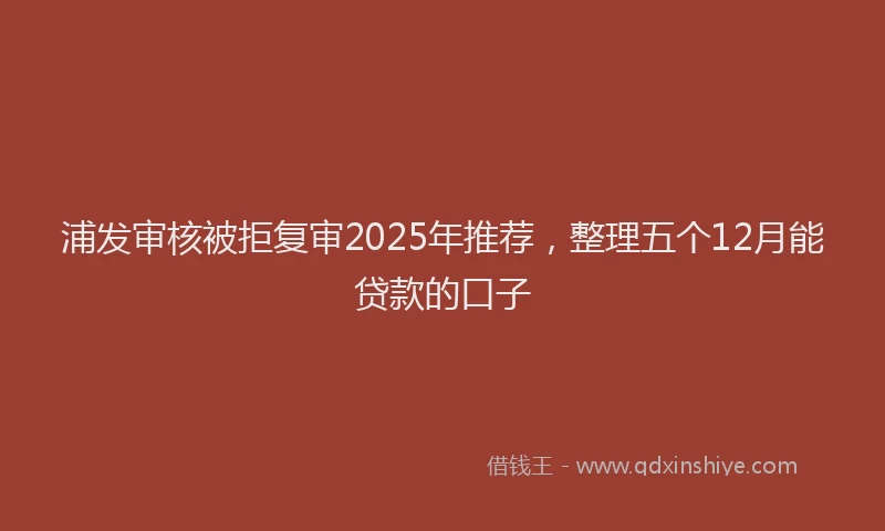 浦发审核被拒复审2025年推荐，整理五个12月能贷款的口子
