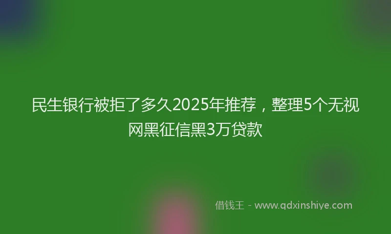 民生银行被拒了多久2025年推荐，整理5个无视网黑征信黑3万贷款