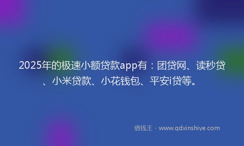 2025年的极速小额贷款app有：团贷网、读秒贷、小米贷款、小花钱包、平安i贷等。