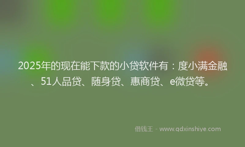 2025年的现在能下款的小贷软件有：度小满金融、51人品贷、随身贷、惠商贷、e微贷等。