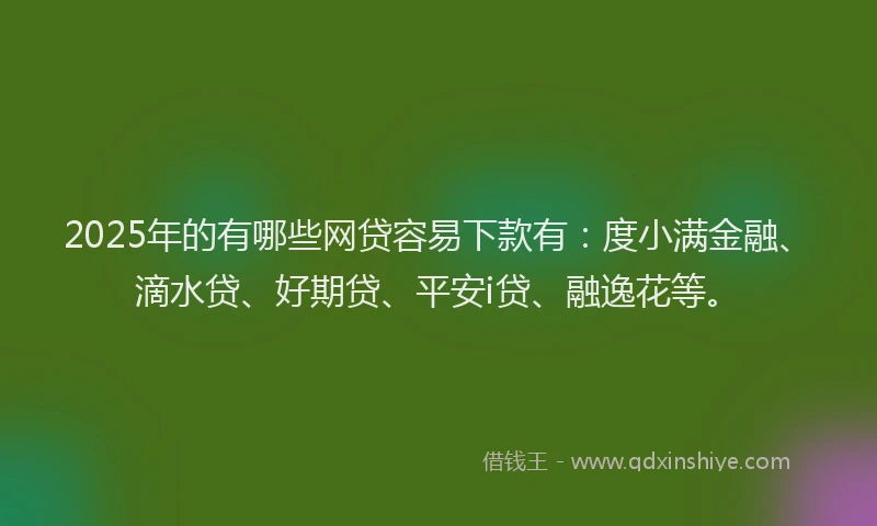 2025年的有哪些网贷容易下款有：度小满金融、滴水贷、好期贷、平安i贷、融逸花等。