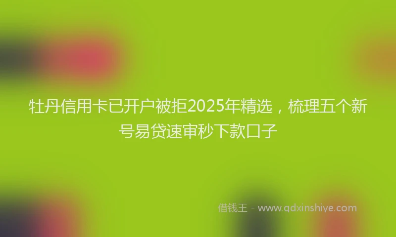 牡丹信用卡已开户被拒2025年精选，梳理五个新号易贷速审秒下款口子