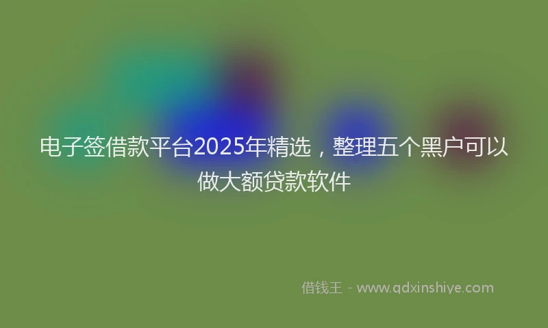 电子签借款平台2025年精选，整理五个黑户可以做大额贷款软件