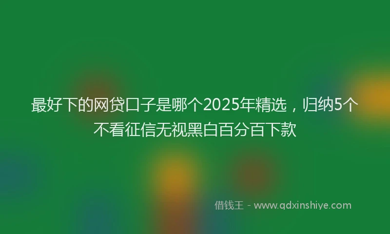 最好下的网贷口子是哪个2025年精选，归纳5个不看征信无视黑白百分百下款