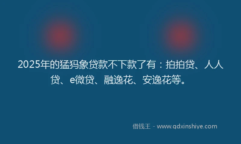 2025年的猛犸象贷款不下款了有：拍拍贷、人人贷、e微贷、融逸花、安逸花等。