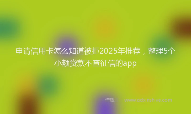 申请信用卡怎么知道被拒2025年推荐，整理5个小额贷款不查征信的app