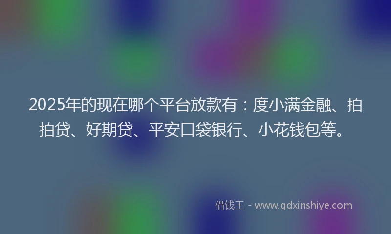 2025年的现在哪个平台放款有：度小满金融、拍拍贷、好期贷、平安口袋银行、小花钱包等。