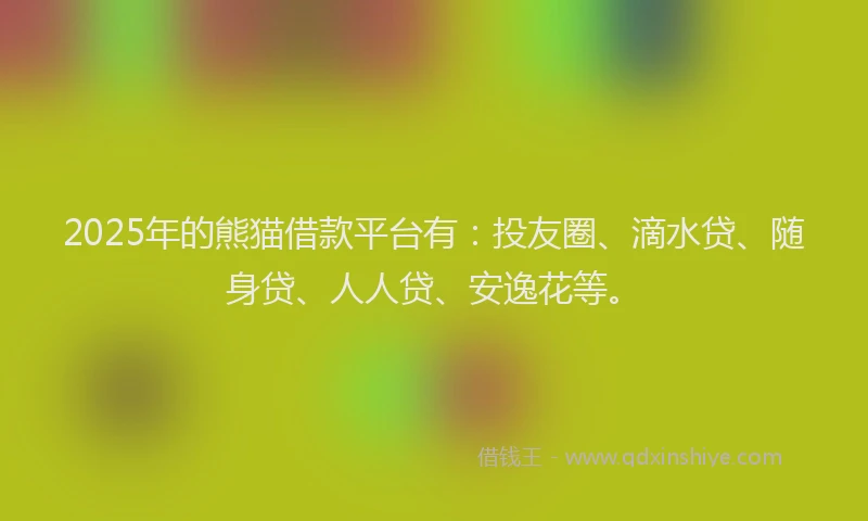2025年的熊猫借款平台有：投友圈、滴水贷、随身贷、人人贷、安逸花等。