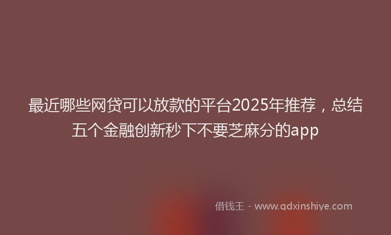 最近哪些网贷可以放款的平台2025年推荐，总结五个金融创新秒下不要芝麻分的app