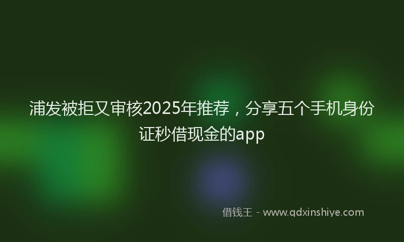 浦发被拒又审核2025年推荐，分享五个手机身份证秒借现金的app