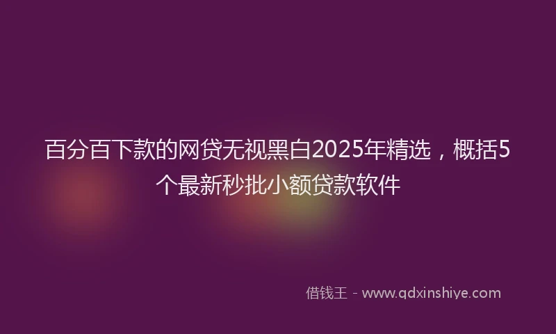 百分百下款的网贷无视黑白2025年精选，概括5个最新秒批小额贷款软件