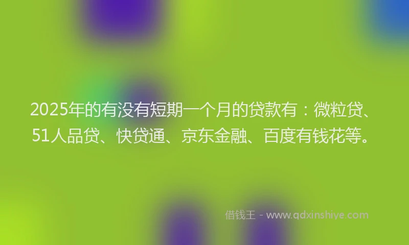 2025年的有没有短期一个月的贷款有：微粒贷、51人品贷、快贷通、京东金融、百度有钱花等。