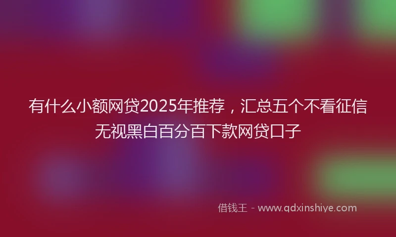 有什么小额网贷2025年推荐，汇总五个不看征信无视黑白百分百下款网贷口子