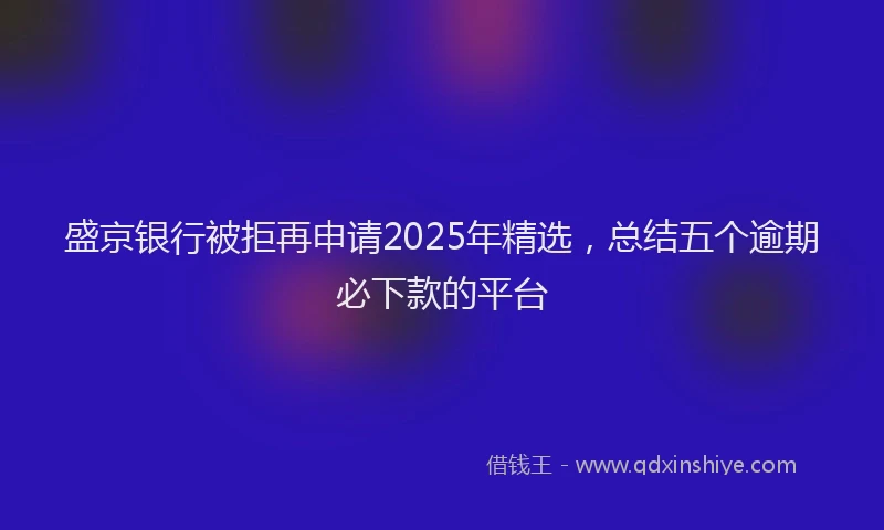 盛京银行被拒再申请2025年精选，总结五个逾期必下款的平台