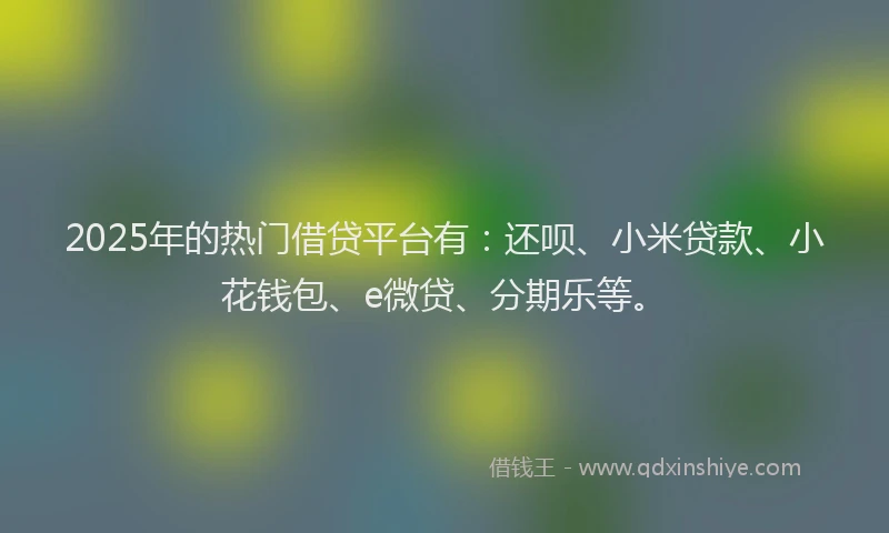 2025年的热门借贷平台有：还呗、小米贷款、小花钱包、e微贷、分期乐等。