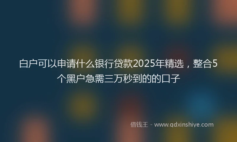 白户可以申请什么银行贷款2025年精选，整合5个黑户急需三万秒到的的口子