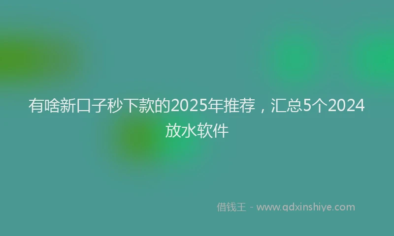 有啥新口子秒下款的2025年推荐，汇总5个2024放水软件