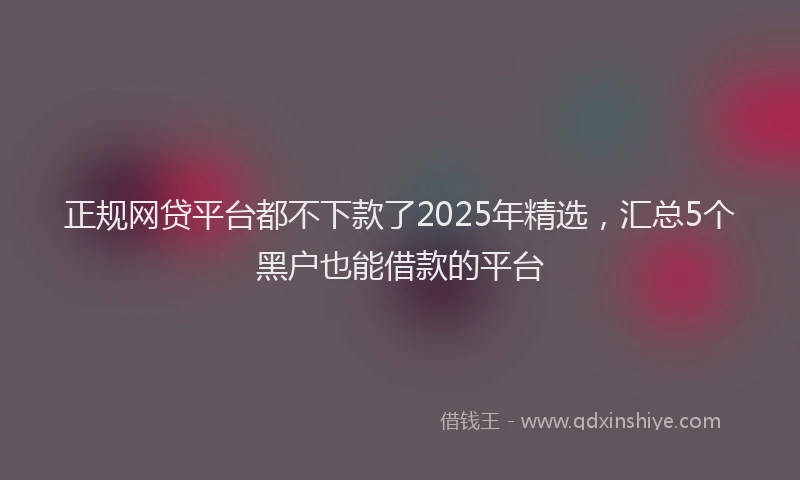 正规网贷平台都不下款了2025年精选，汇总5个黑户也能借款的平台
