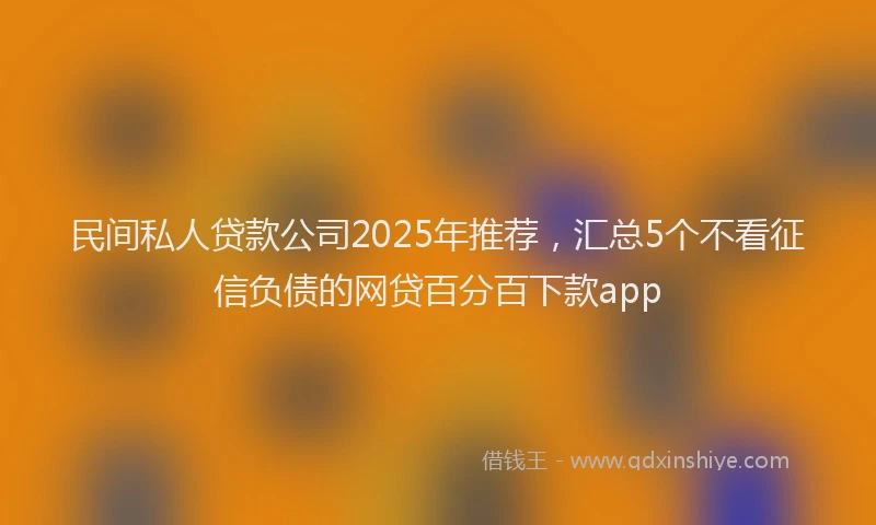 民间私人贷款公司2025年推荐，汇总5个不看征信负债的网贷百分百下款app