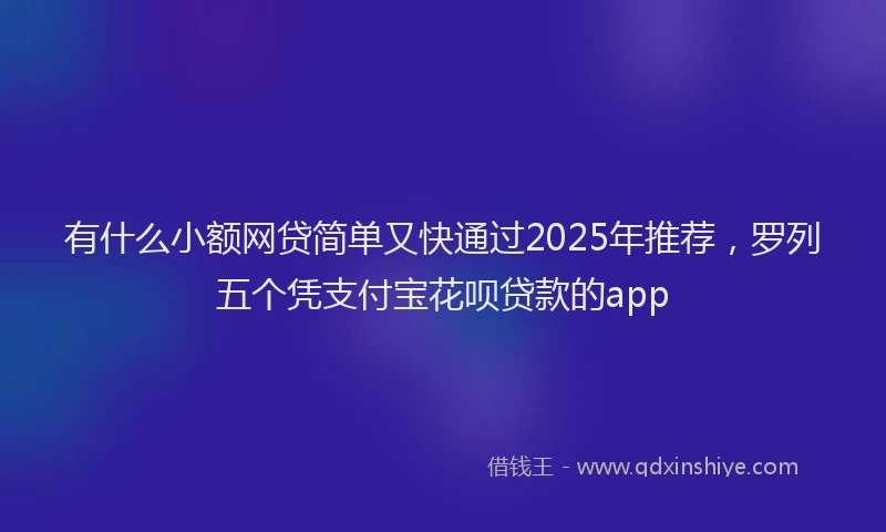有什么小额网贷简单又快通过2025年推荐，罗列五个凭支付宝花呗贷款的app