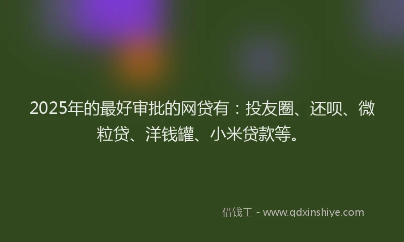 2025年的最好审批的网贷有：投友圈、还呗、微粒贷、洋钱罐、小米贷款等。