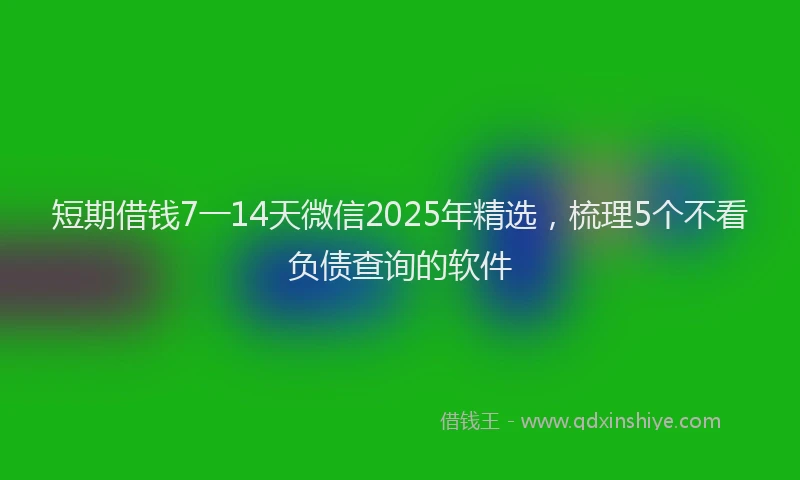 短期借钱7一14天微信2025年精选，梳理5个不看负债查询的软件