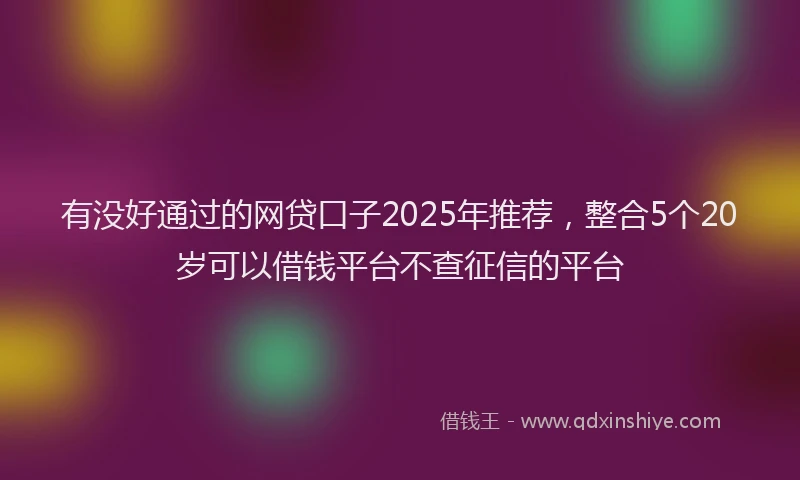 有没好通过的网贷口子2025年推荐，整合5个20岁可以借钱平台不查征信的平台